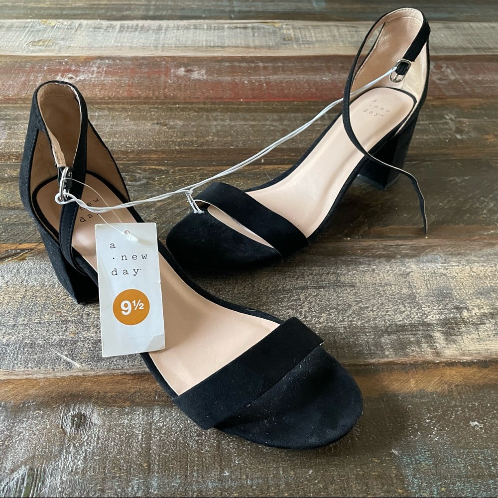 A New Day Black Chunky Heel Sandals